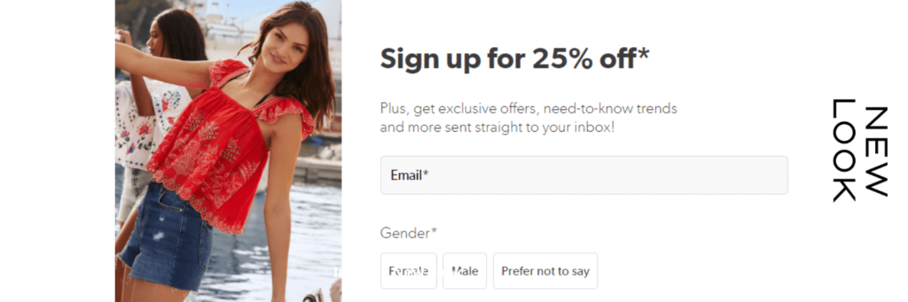 CouponFreeOnline
SIGN UP  at New Look and get 25% OFF